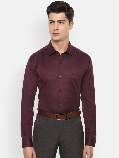 

Van Heusen Men Maroon Regular Fit Self Design Formal Shirt