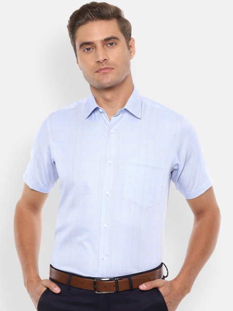 

Van Heusen Men Blue Regular Fit Checked Cotton Formal Shirt