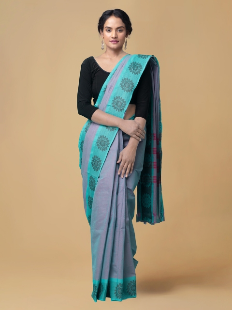 

Unnati Silks Purple Pure Cotton Solid Venkatgiri Saree