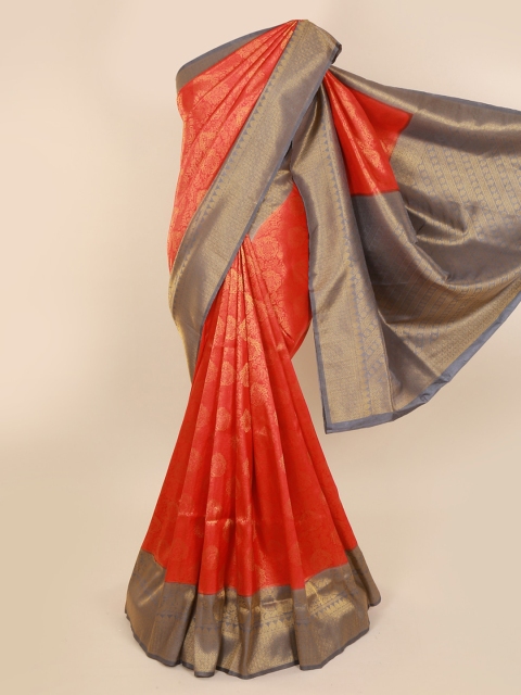 

Pothys Orange Woven Design Pure Silk Saree