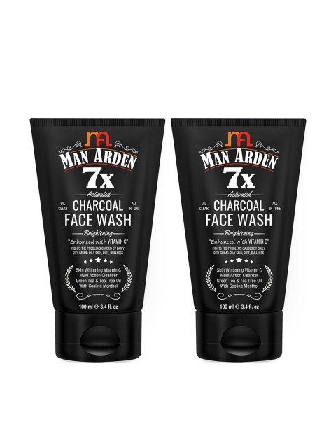 

Man Arden Pack Of 2 Activated Charcoal Face Wash Brightening 100 ml, Black