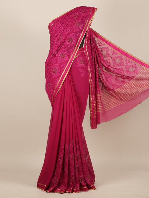 

Pothys Magenta Woven Design Pure Chiffon Saree