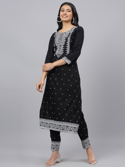 

ANAISA Women Black & White Printed Kurta with Trousers