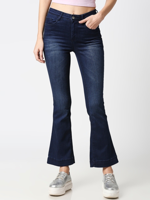 

Kraus Jeans Women Blue Flared High-Rise Clean Look Jeans