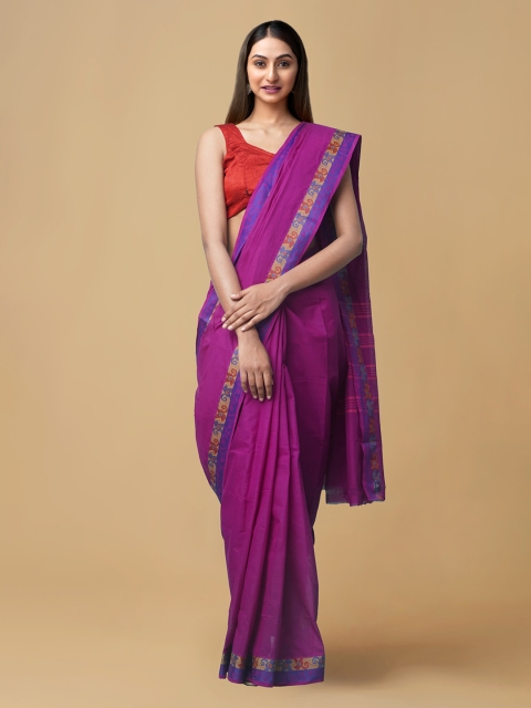 

Unnati Silks Pink Solid Venkatgiri Handloom Saree