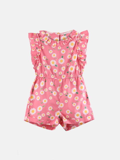 

Beebay Girls Pink & White Printed Basic Jumpsuit