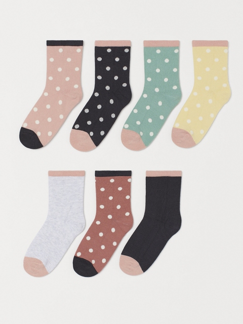 

H&M Girls Multicoloured Patterned 7-Pack Socks, Multi