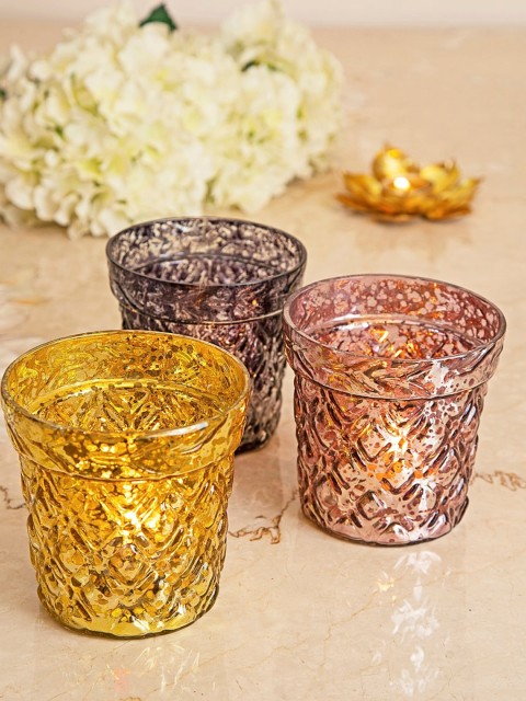 

Amoliconcepts Pink & Burgundy Textured Glass Sustainable Candle Holder