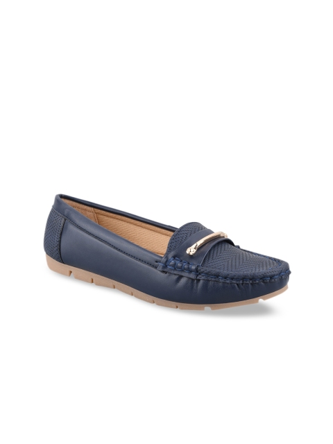 

CALZADO Women Blue Textured Leather Loafers