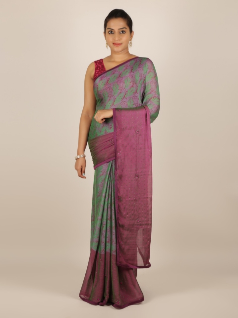 

Pothys Violet Embellished Poly Chiffon Saree