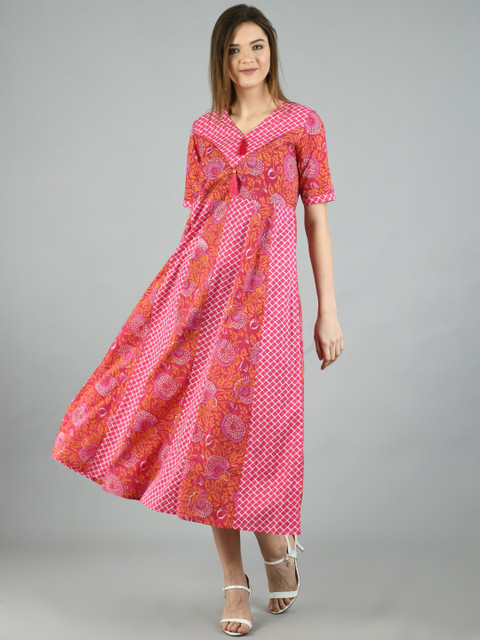 

Myshka Women Pink Printed Dress
