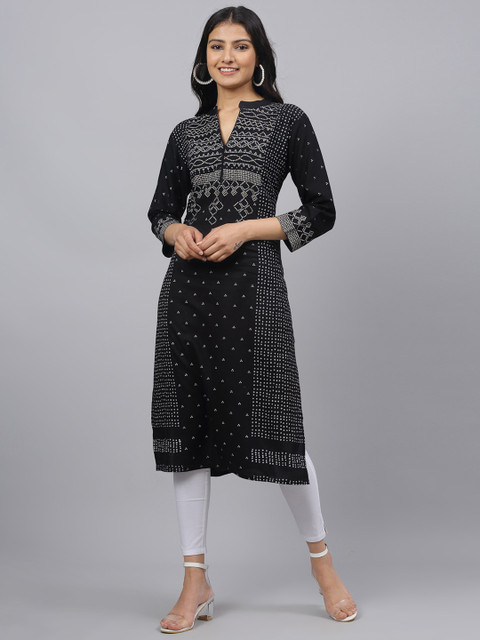 

ANAISA Women Black & White Printed Kurta with Trousers