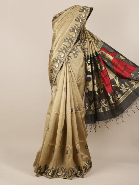 

Pothys Brown Woven Design Jute Silk Saree