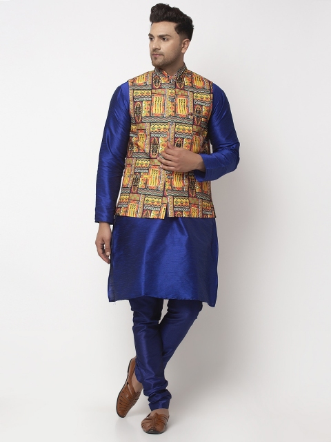 

Benstoke Men Blue Solid Kurta with Churidar