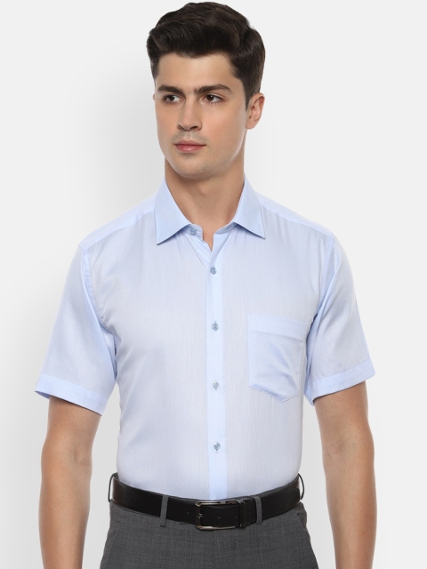 

Van Heusen Men Blue Regular Fit Self Design Cotton Casual Shirt
