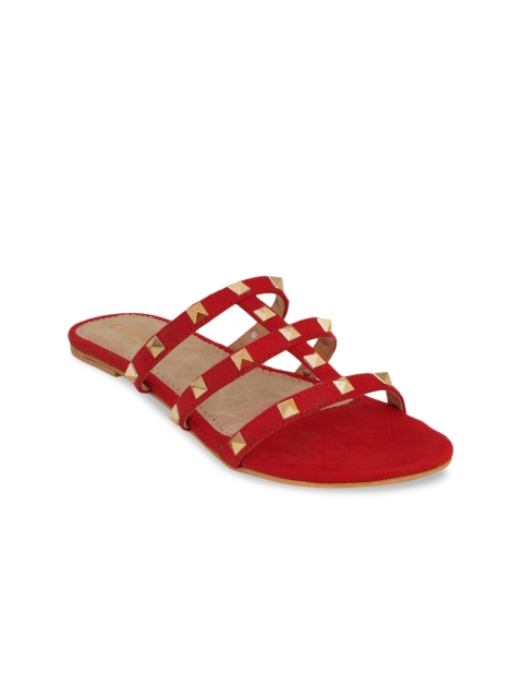 

SCENTRA Women Red & Gold-Toned Embellished Comfort Heels