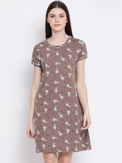 

Kanvin Brown & White Printed Nightdress