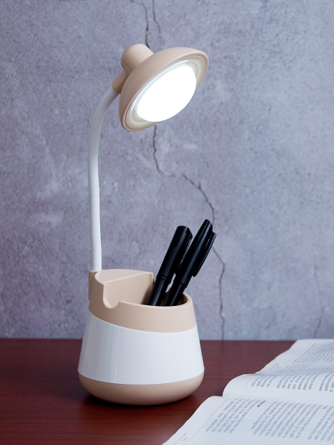 

Golden Peacock Beige & White 360 Degree Rotating LED Table Top Lamp