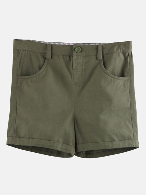 

Beebay Boys Olive Green Solid Regular Fit Shorts