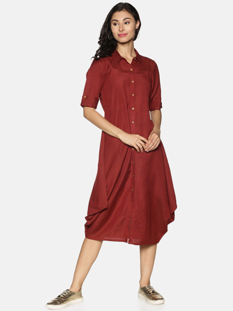

Saffron Threads Women Rust Solid A-Line Kurta