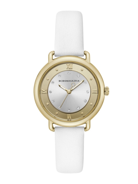 

BCBG Women Silver-Toned & White Leather Analogue Watch BG50911002