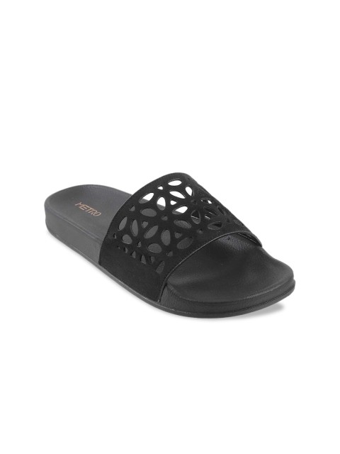 

Metro Women Black Solid Open Toe Flats