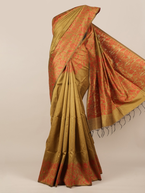 

Pothys Brown Solid Jute Silk Saree