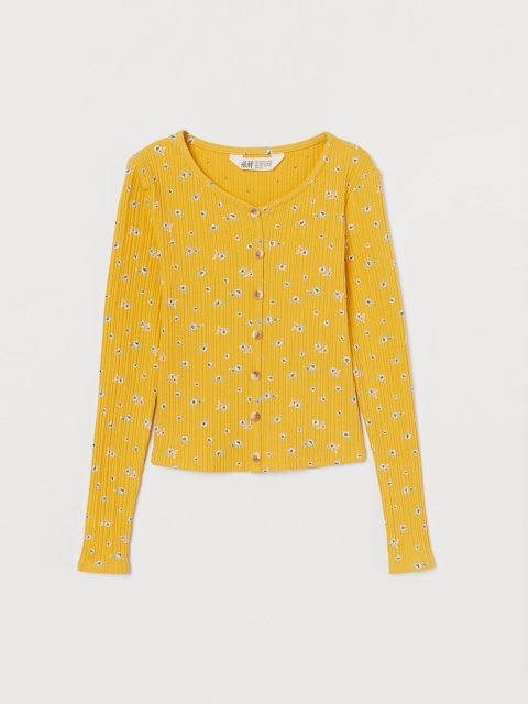 

H&M Girls Yellow Buttoned Jersey Top