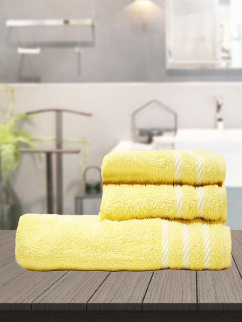 

Trident Set Of 3 Yellow Solid 380 GSM Moments Collection Towels