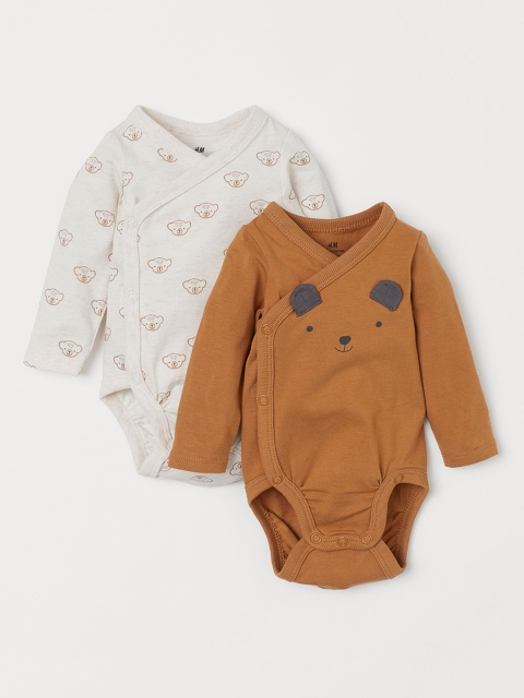 

H&M Kids Printed 2-pack long-sleeved bodysuits, Mustard