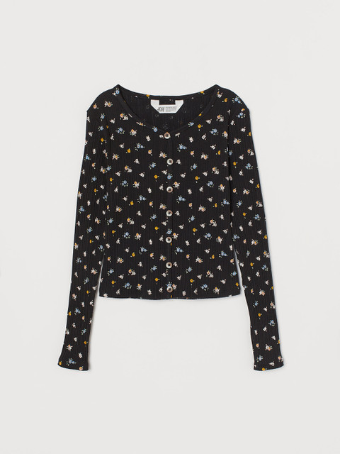 

H&M Girls Black Buttoned Jersey Top