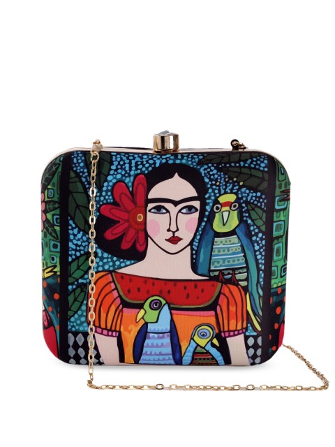 

TRINK Red & Green Printed Box Clutch