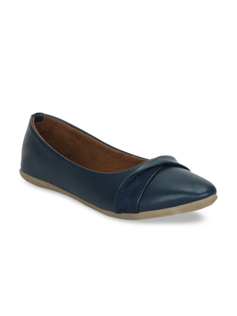 

Get Glamr Women Navy Blue Solid Ballerinas