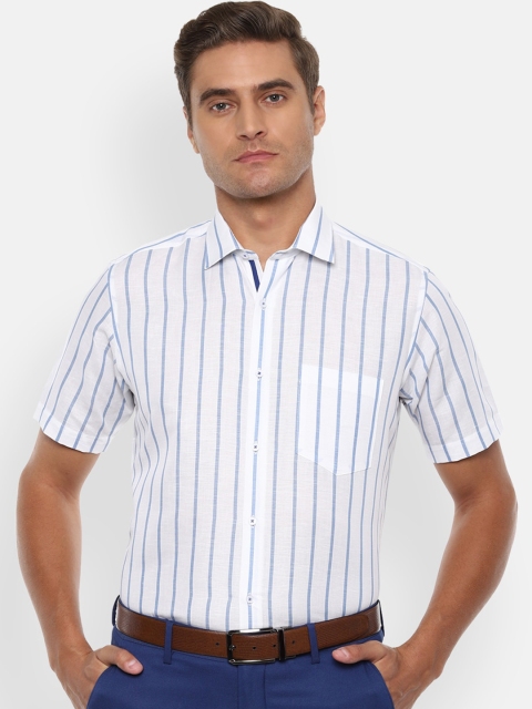 

Van Heusen Men White & Blue Regular Fit Striped Formal Shirt