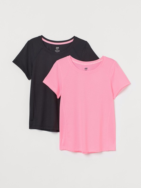 

H&M Girls 2-Pack Sports Tops, Black
