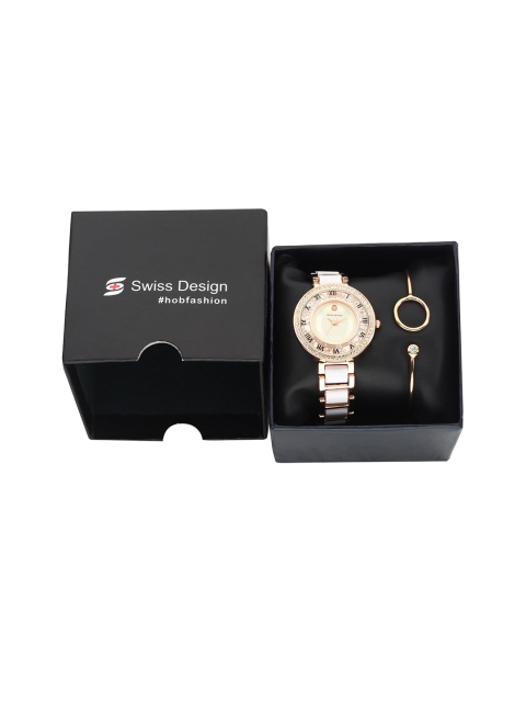 

Swiss Design Women Rose Gold-Toned Watch & Bracelet Gift Set SDWGift Set-36