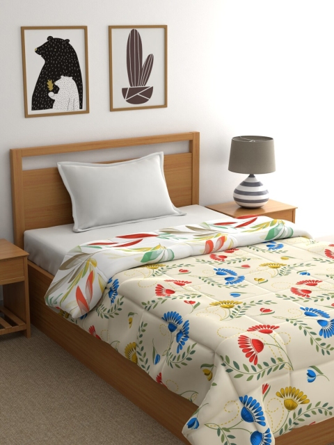 

Raymond Home Beige & Red Floral Mild Winter 110 GSM Single Bed Quilt