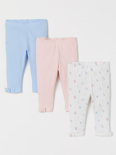 

H&M Unisex Kids Multicoloured Solid 3-pack Leggings, Multi
