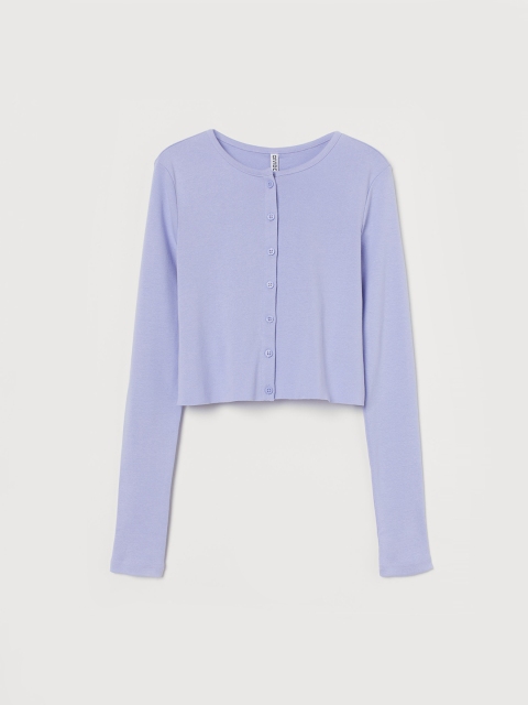 

H&M Women Purple Button-Front Cardigan