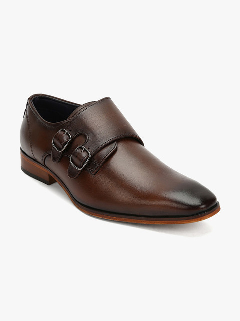 

Teakwood Leathers Men Brown Solid Leather Formal Monk Shoes