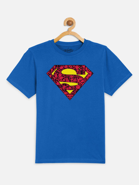 

Kids Ville Boys Blue Superman Printed Round Neck Cotton Pure Cotton T-shirt