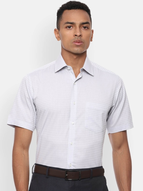 

Van Heusen Men Grey Regular Fit Checked Casual Shirt