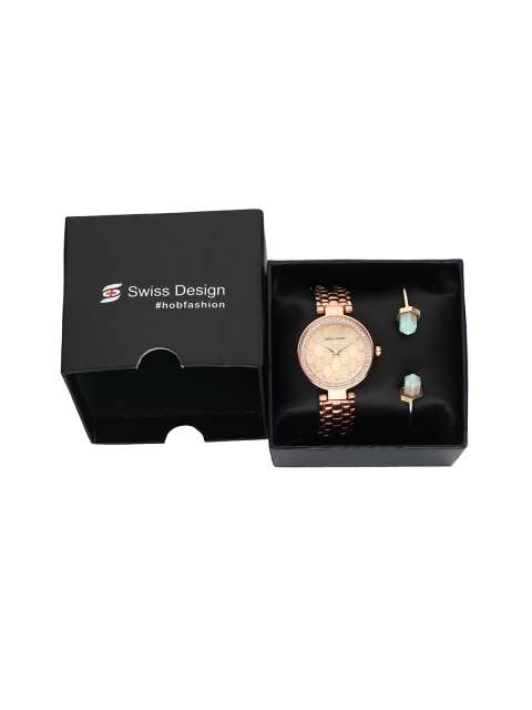 

Swiss Design Women Watch & Jewellery Gift Set SDWGift Set-74, Rose gold