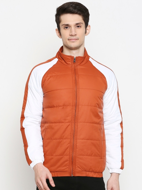 

People Men Orange Colourblocked Padded Jacket
