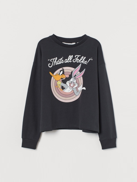 

H&M Girls Grey & White Looney Tunes Printed Sweatshirt