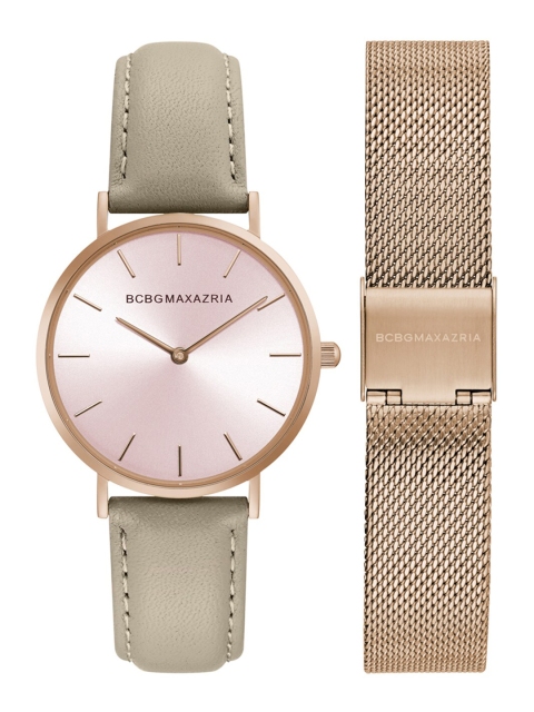 

BCBG Women Rose Gold & Green Leather Analogue Watch BG50669002