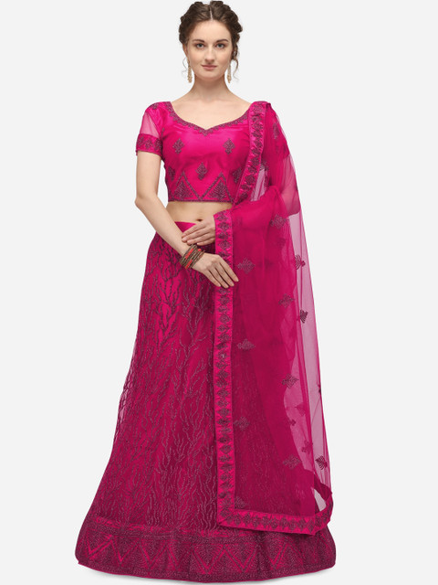 

Netram Pink Unstitched Lehenga & Blouse with Dupatta
