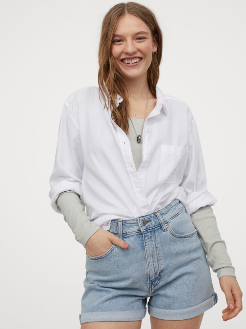 

H&M Women Green Solid Long-Sleeved Top