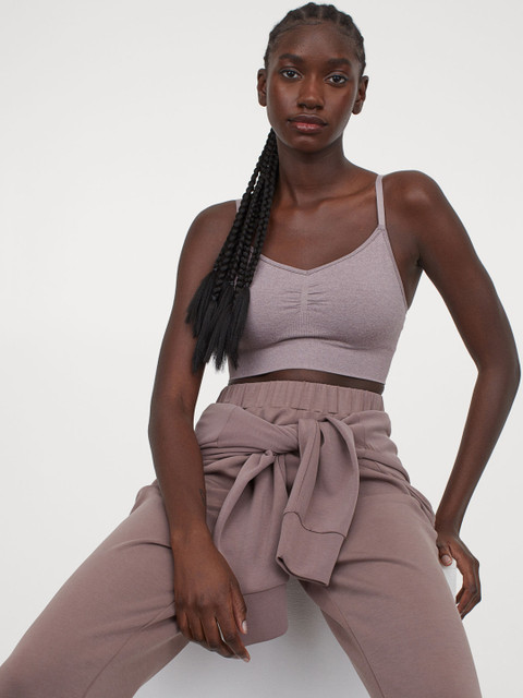 

H&M Women Purple Solid Seamless sports bra