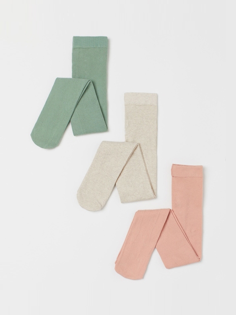 

H&M Girls Multicoloured 3-pack fine-knit tights, Multi